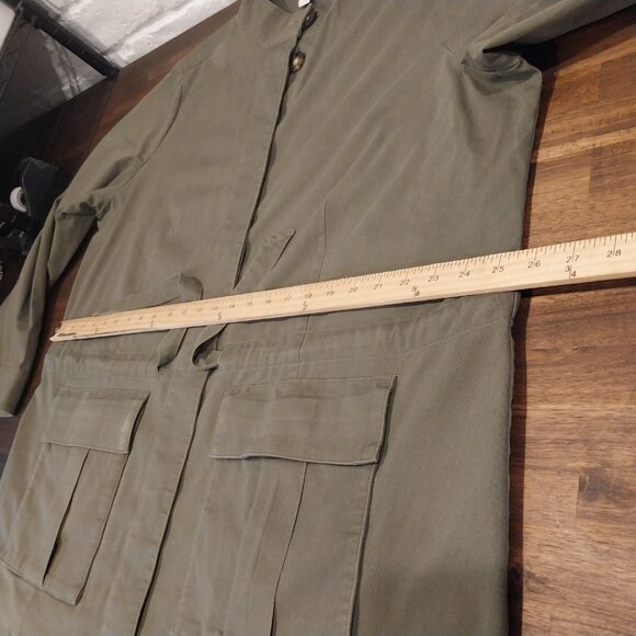 J Jill Utility Safari Jacket Womens 2X Olive Green Anorak Tie Waist Lightweight. - Picture 9 of 13